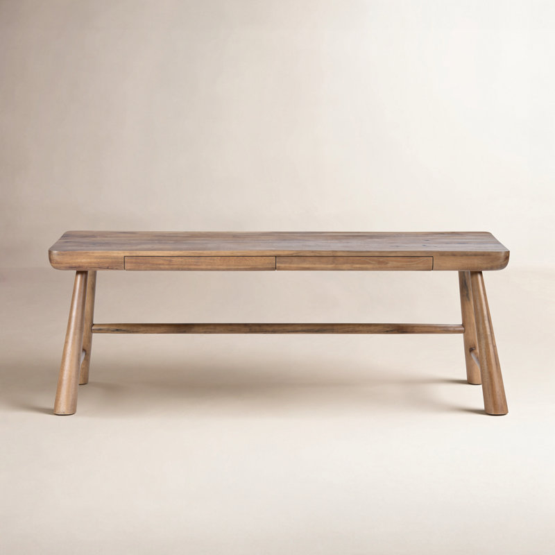 LORIK Solid Wood Writing Desk, Light Brown