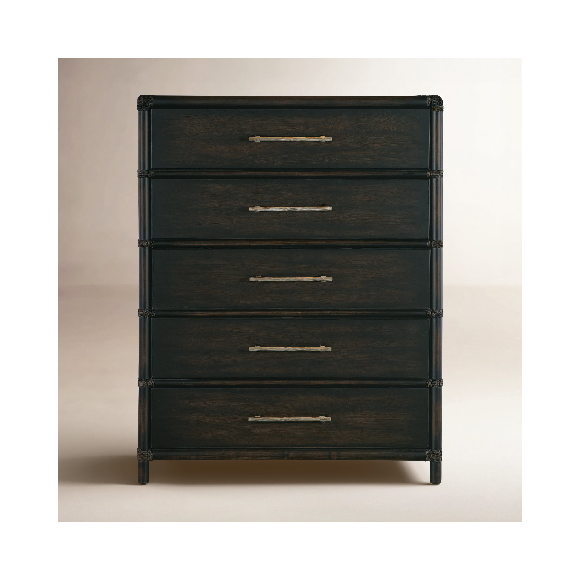 Bellmont 5 - Drawer Dresser, Dark Wood/Black Sand