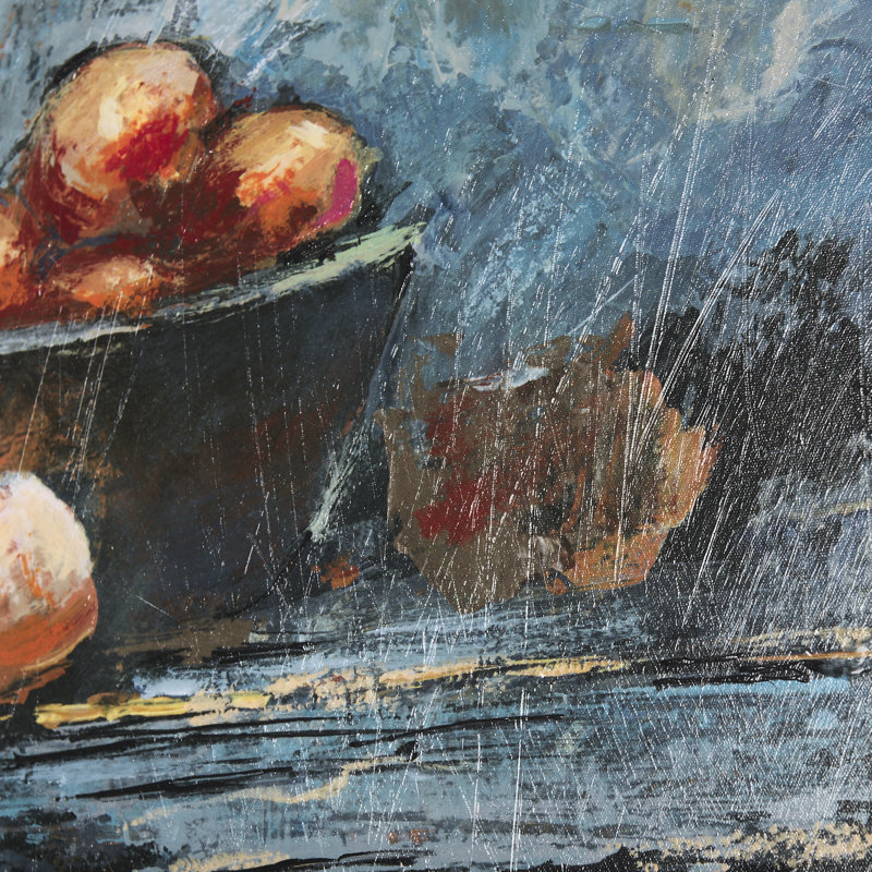 Still Life with Tangerine a Hand Embelished Textured Canvas, 40" H x 50" W x 1.5" D