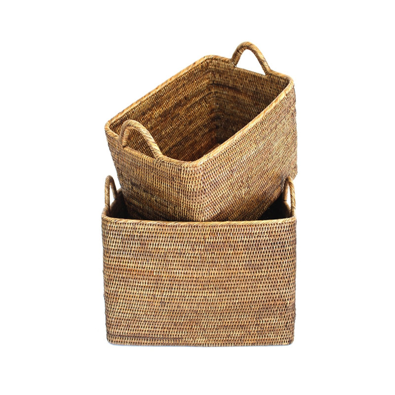 Matahari US Rattan Decorative Basket, Antique Brown