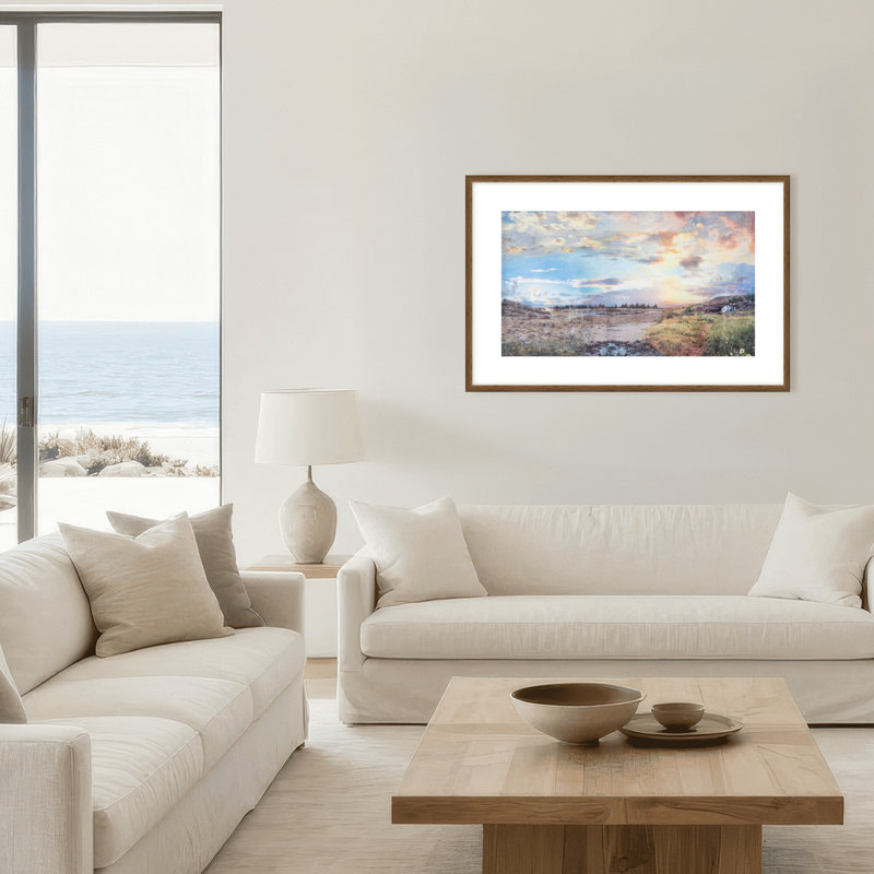 Nature Inspired Ice Landscape by  - Picture Frame Painting, 32" H x 48" W x 1.125" D, Framed Matted Print, Brown