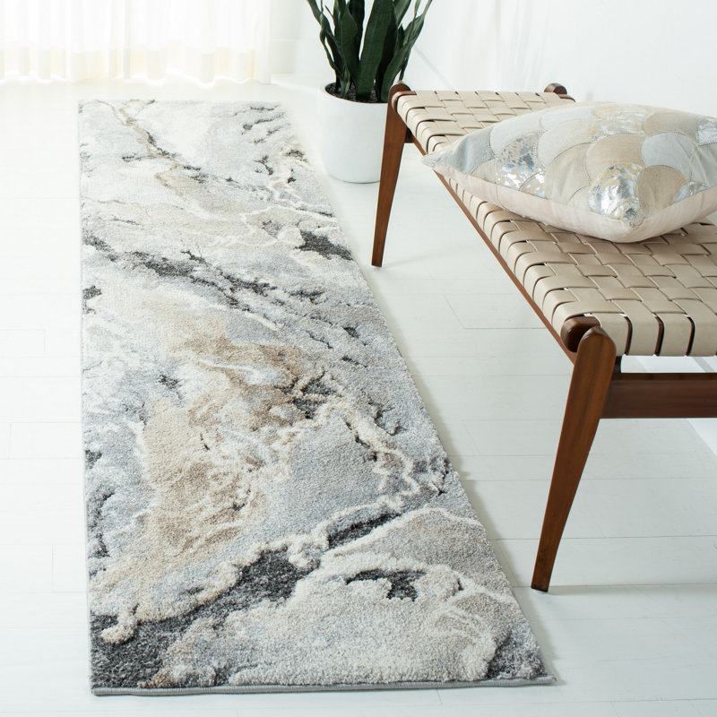 Makenna Abstract Gray/Beige Area Rug, Runner 2'2" x 11'