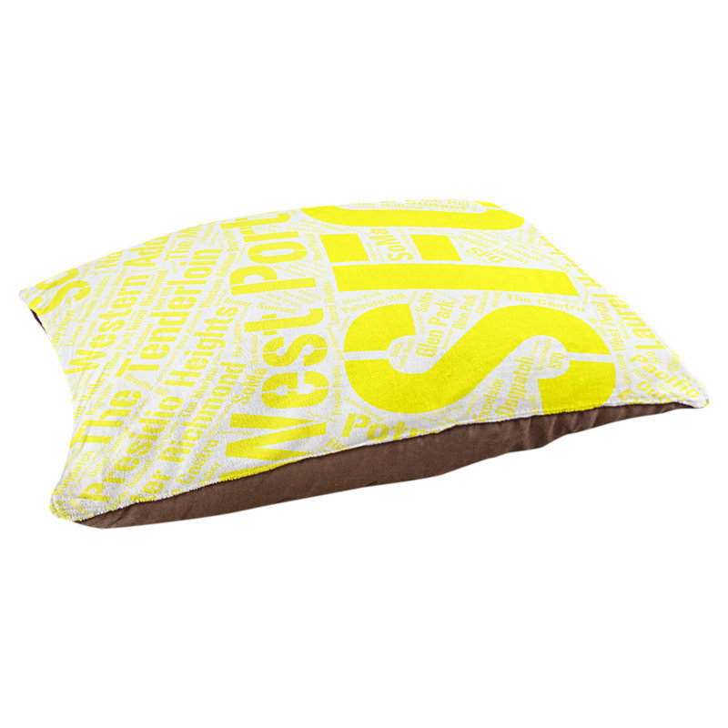 Coussin de chien « districts », Grand (l 40 po x P 30 po x H 14 po), Jaune, San Francisco