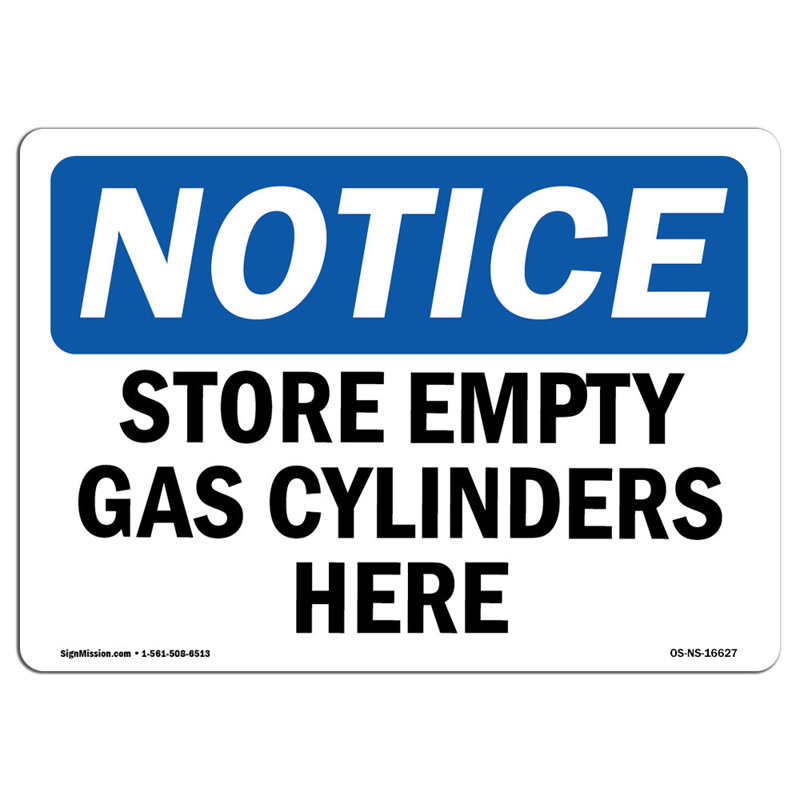 Store Empty Gas Cylinders Here Sign