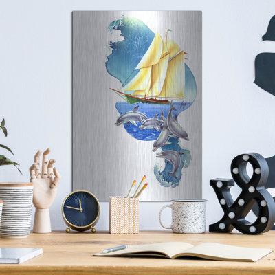 " Sailboat Dolphin Wave " by James Mazzotta