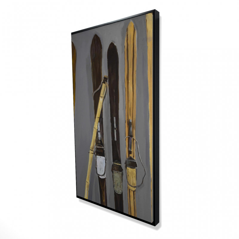 Impression de bâtons de ski et de skis rétro sur toile