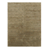 Rug & Kilim’S European Style Rug In Green With Arabesque Patterns In Beige-Brown