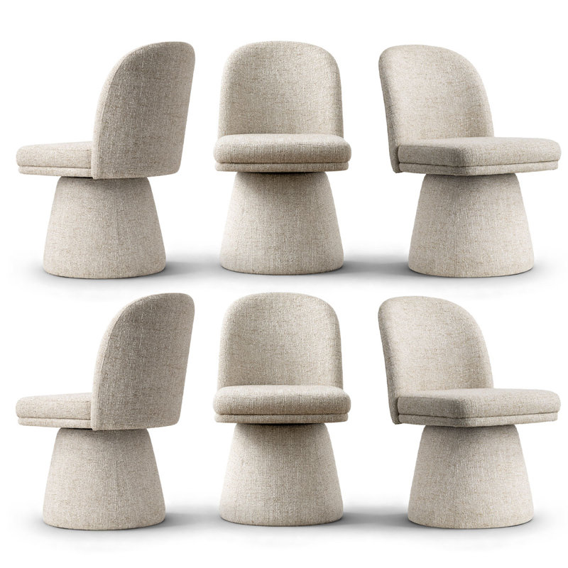 360° Swivel Barrel Upholstered Fabric Dining Chair, Oatmeal
