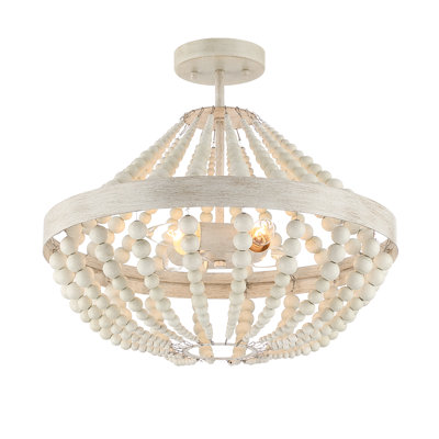 4-light Matte Black Beaded Semi-flush Mount