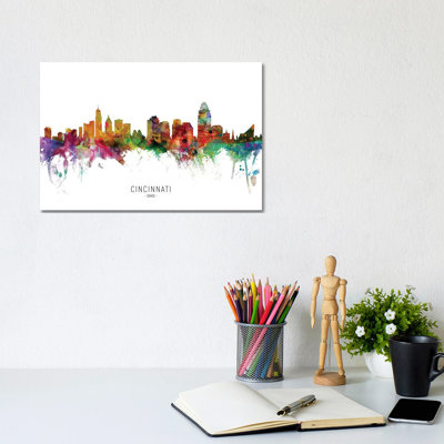 Cincinnati Ohio Skyline by Michael Tompsett - Wrapped Canvas Print