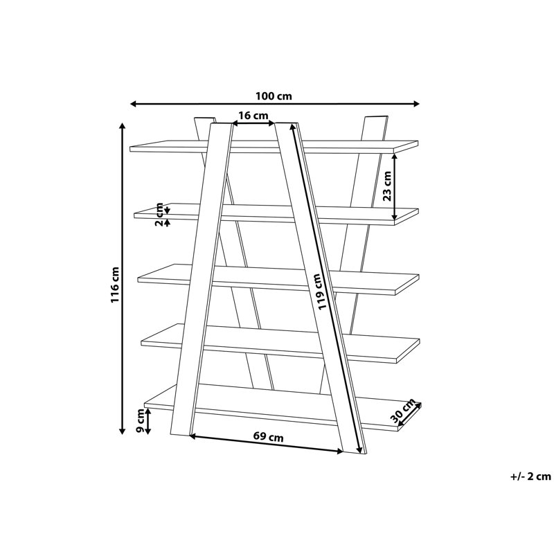 Rockdale 116cm H x 100cm W Etagere Bookcase, Dark Wood/Dark Wood