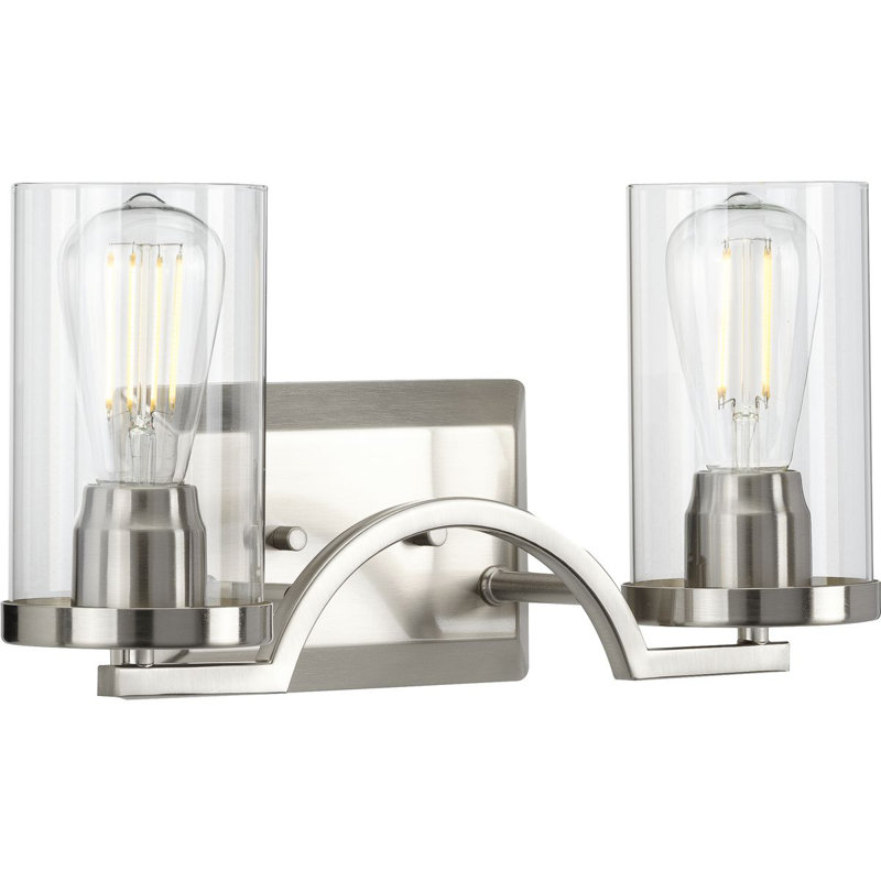 Éclairage pour meuble-lavabo à 2 lumières à intensité réglable Rumaysa, Nickel brossé