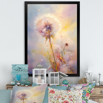 Impression romantique sur toile pissenlit mauve «Lowleaf»