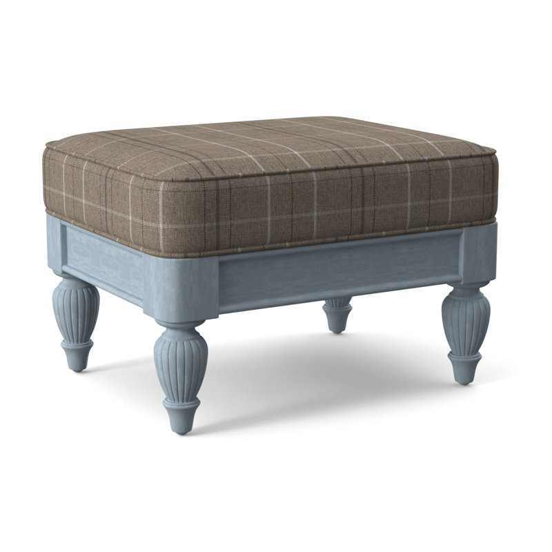 Grand View Ottoman, Taupe Plaid; 0126-73, Sea Glass Finish