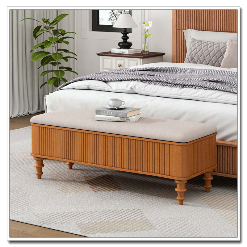 Banc de rangement avec repose-pieds 50,8 pouces, Naturel