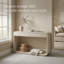 Console classique avec 3 tiroirs de rangement spacieux, tablette ouverte, support de pieds courbé, fabrication en bois composite robuste, assemblage facile, convient au vestibule, au couloir, au salon, au bureau-569973945