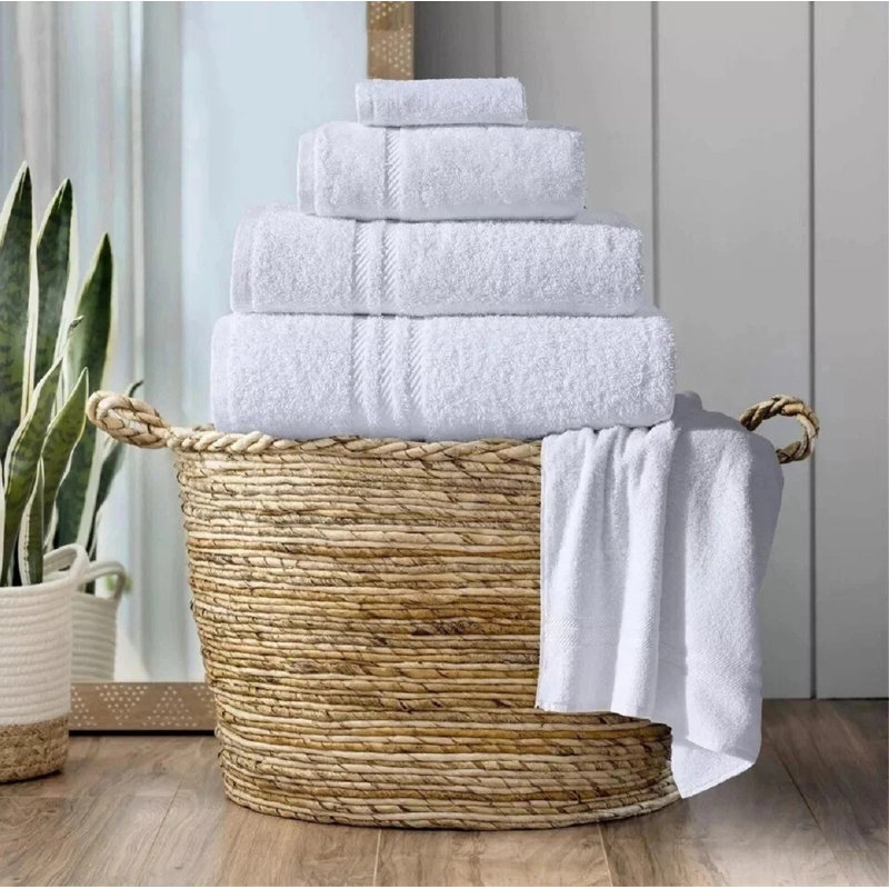 500 GSM Hotel Quality Bath Towel Set Includes Hand Towel, Bath Towel & Bath Sheet 100% Egyptian-Like Cotton Super Soft & Absorbent White Colour