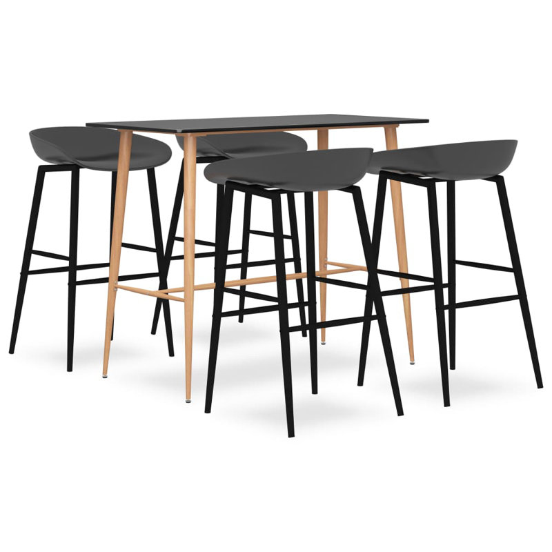 Barker 4 - Person Dining Set, Black, Grey/Black