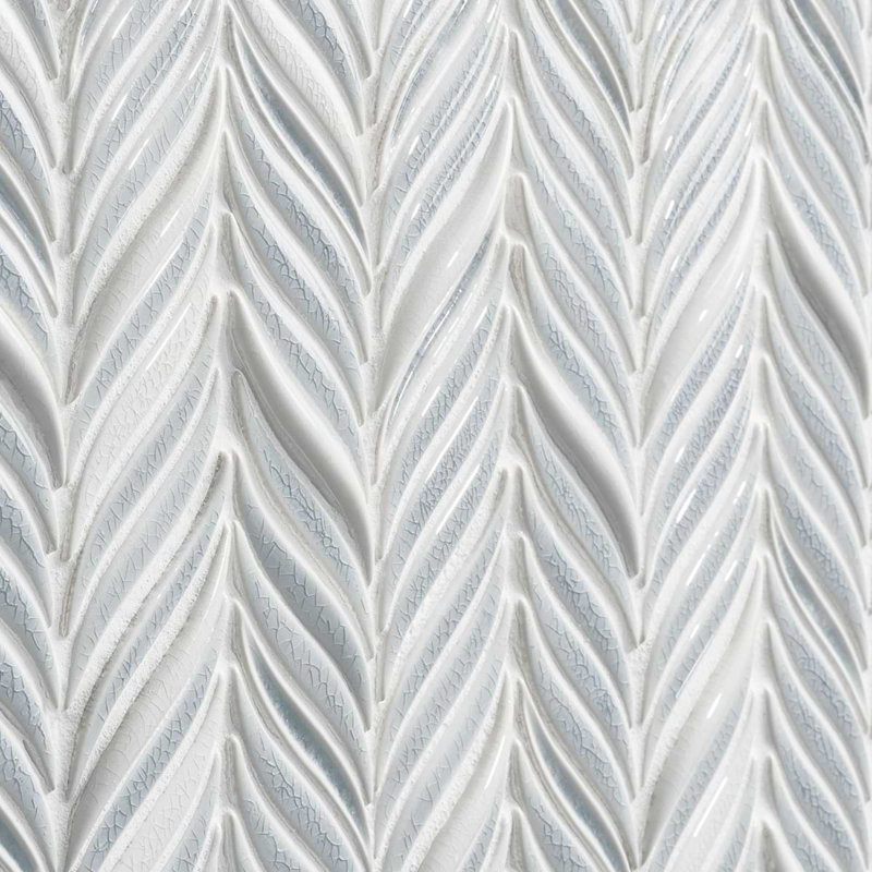 Nabi Alula 10x12 Chevron Crackled Glossy Glass Mosaic Tile, Arctic Blue