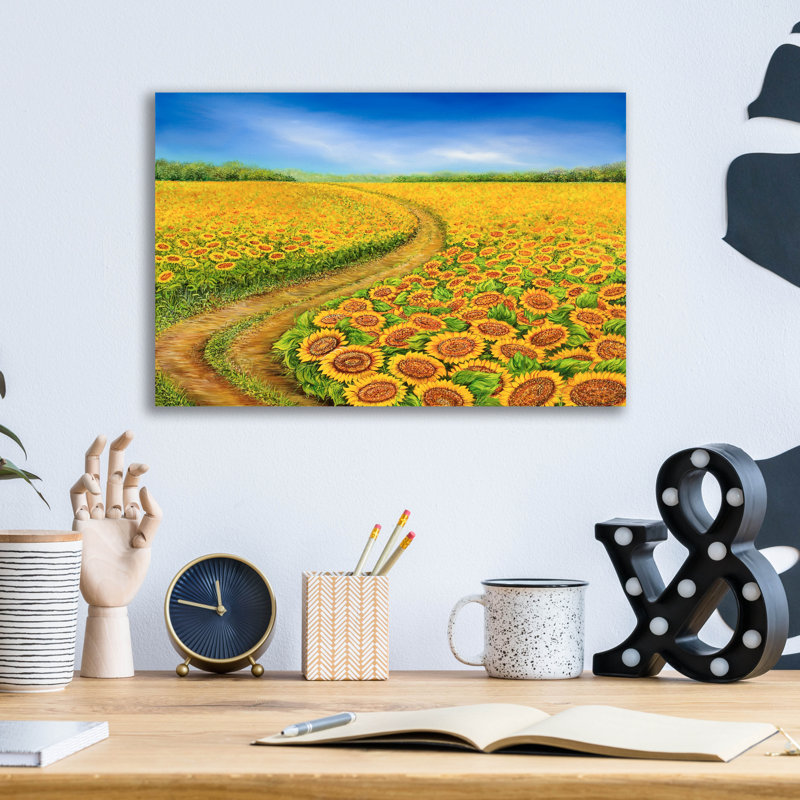 Art mural en verre épique «Sunflowers» par Olga Dorenko, 16 po x 12 po, H 12 po x l 16 po