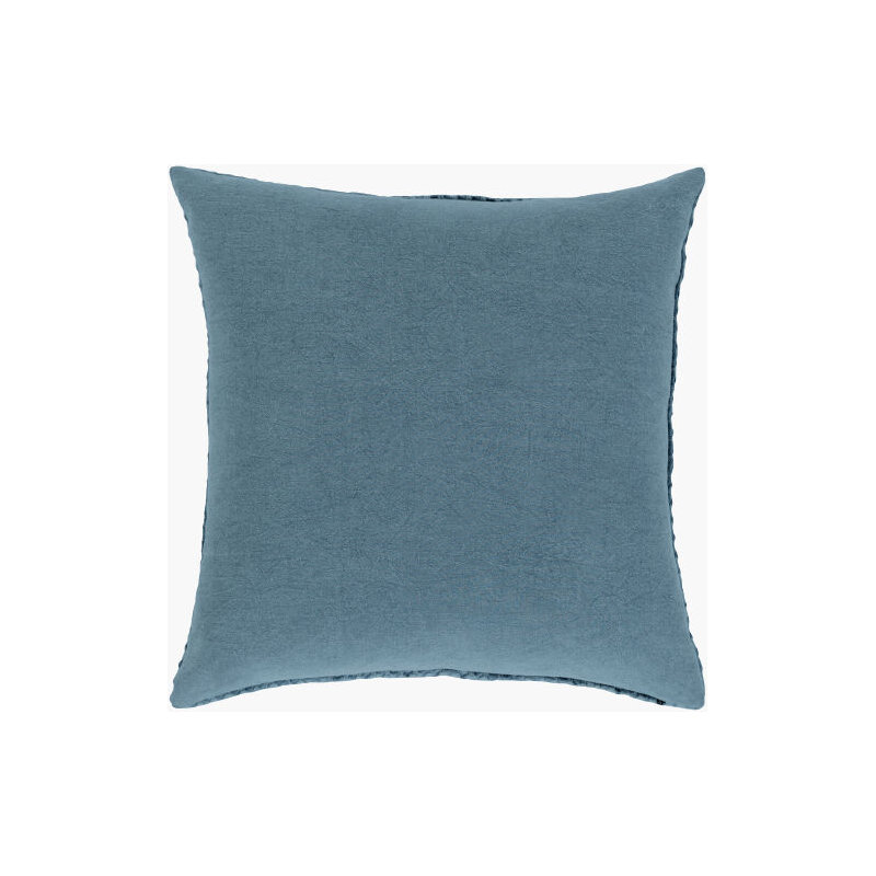 Ruta Cotton Throw Pillow Cover, Denim, 20" H x 20" W