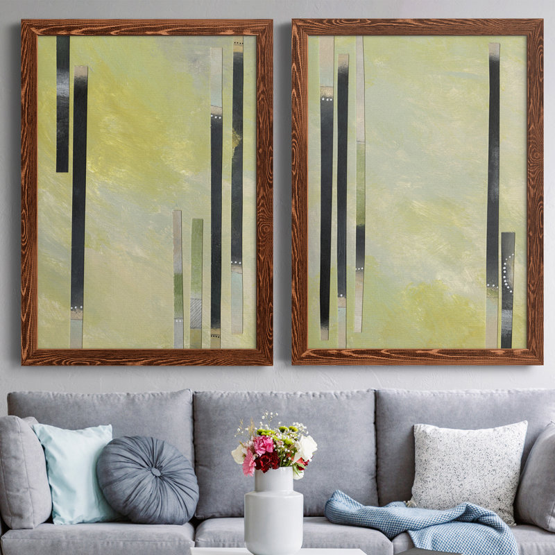 Neutral Assemblage I - Ensemble de 2 peintures encadrées, Toile avec cadre érable, H 24 po x l 36 po x P 1,5 po