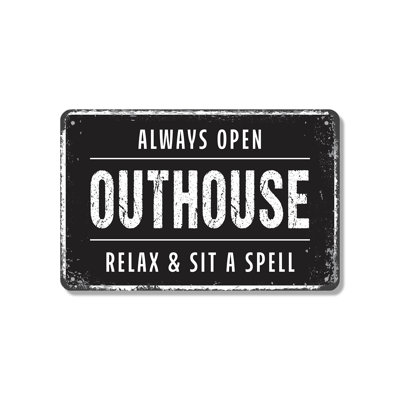 Enseigne en aluminium fantaisie Outhouse 12 po x 18 po
