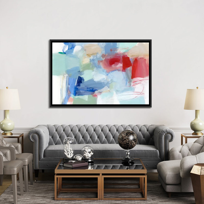 «Roundabout II», reproduction sur toile, H 18 po x l 26 po x P 1,5 po, Toile avec cadre noir, Pas de tapis
