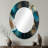 Green And Gold Mysterious Marble II - Abstract Oval Decorative Mirror On Metal-1478840048