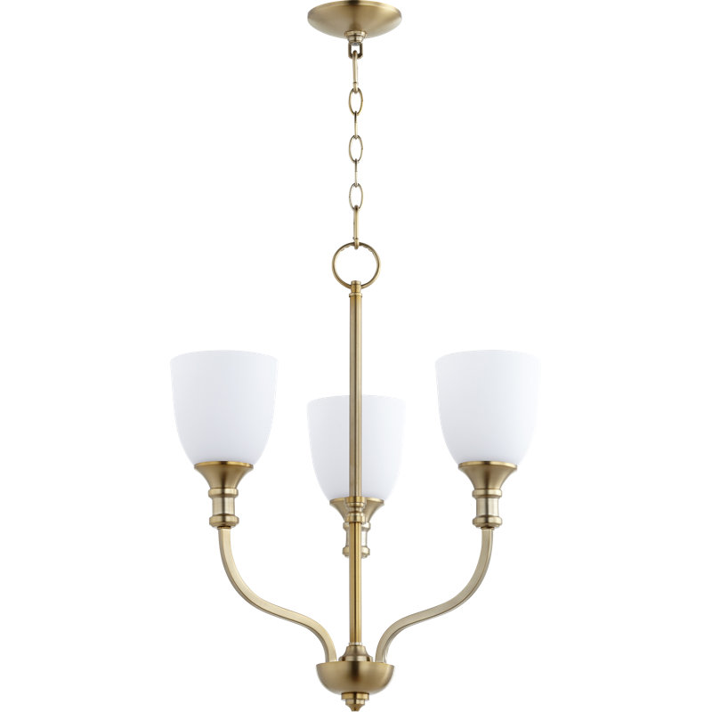 Falbo 3 - Light Classic / Traditional Chandelier, Aged Silver Leaf, White