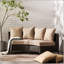 Canapé simple Pt Limon: conception moderne sans accoudoirs courbée, faux rotin durable, coussins résistants à l'eau pour une détente en plein air-2032899082-2032899083