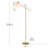 Varley 69" Matte Brass Plated Swing Arm Floor Lamp with White Tapered Fabric Shade