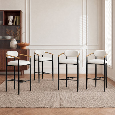 COLAMY MATRIX Modern Bar Stools, 29.5"Bar Seat Height Stool for 40"-44" Bar Tops, White, Set 4