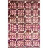Rumi Geometric Hand-Knotted Silk Beige/Berry Area Rug