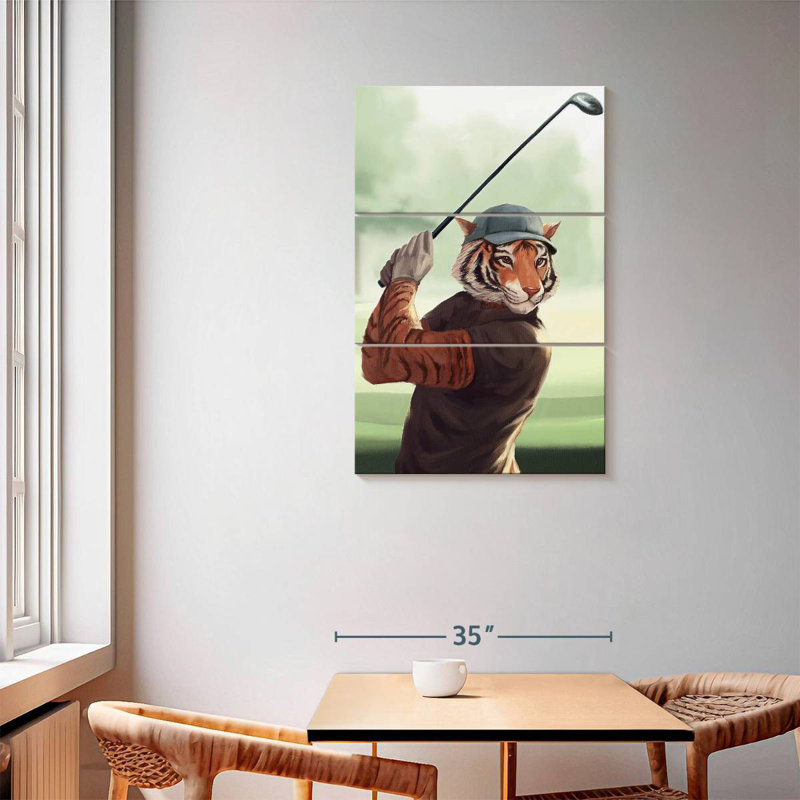 Ketti Tiger Playing Golf, 57" H x 36" W