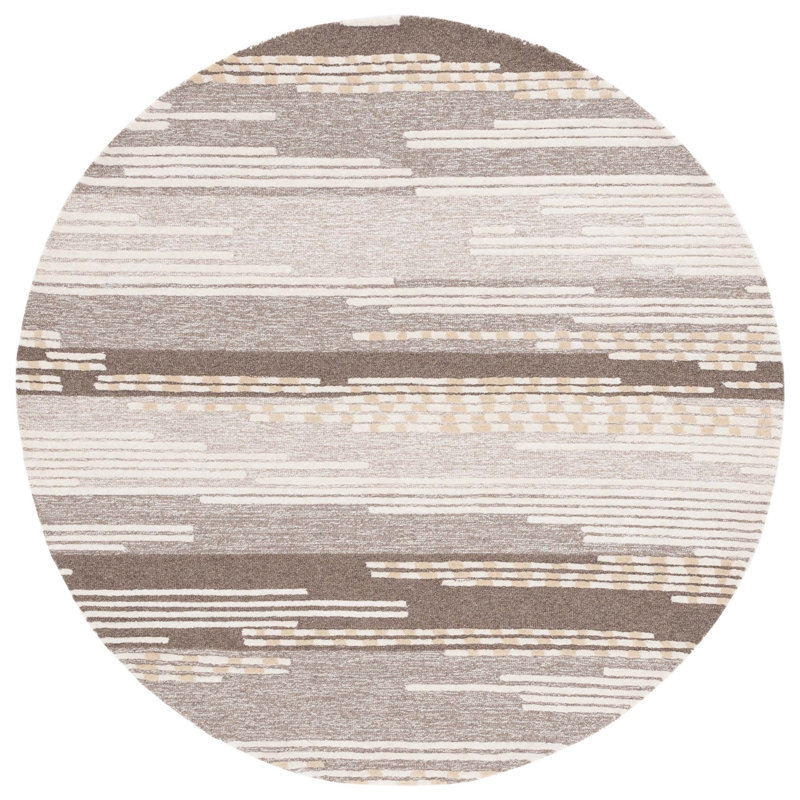 Martha Stewart 300 Hand Tufted Wool/Cotton with Latex Abstract Rug in Beige, Round 6'
