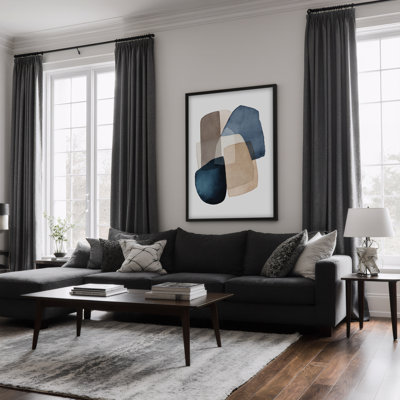 "Blue Brown Blocks" par Kathrin Pienaar - reproduction de cadre photo sur bois
