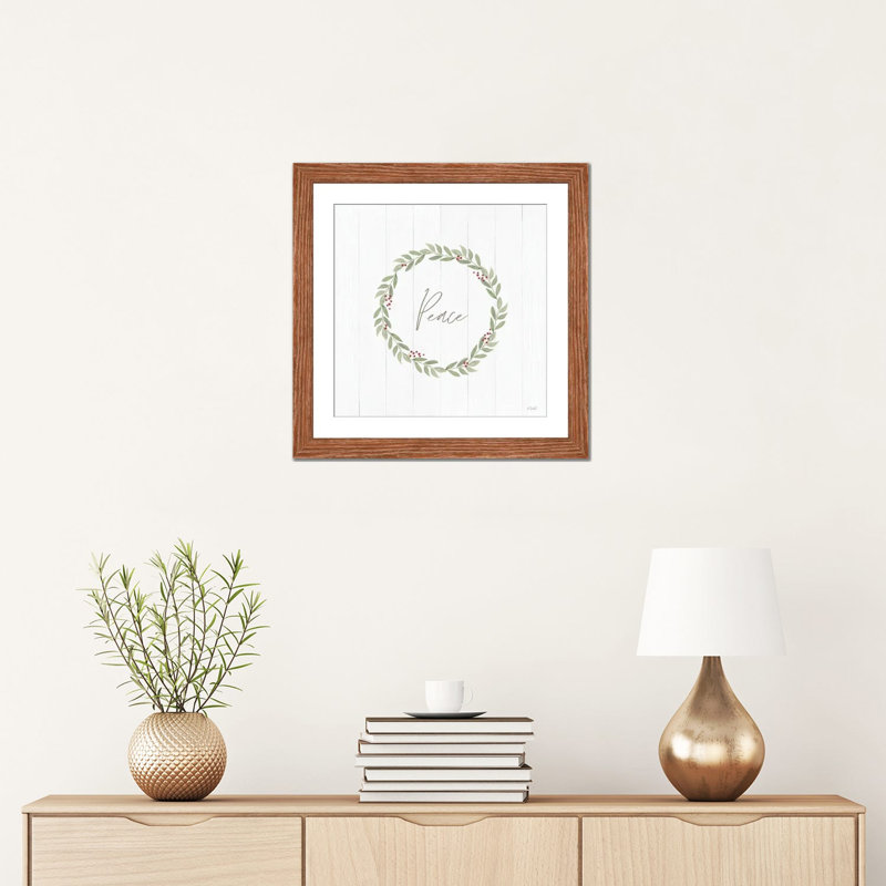 Couronne de la paix - reproduction d'art murale - papier d'art encadré, H 16 po x l 16 po, Brun