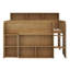 Lit mezzanine double avec bureau et cadre de lit mezzanine en bois avec DEL et plusieurs tablettes de rangement-446076410