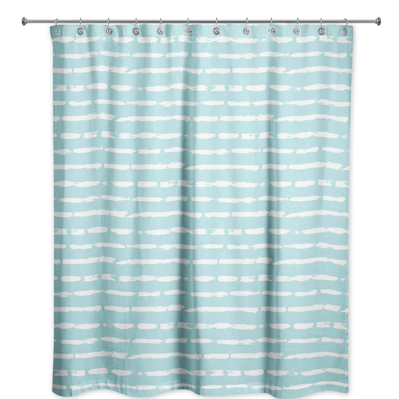  Rideau de douche rayé simple, Bleu sarcelle