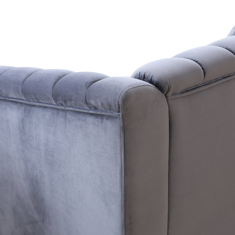 Causeuse rembourrée Melitta, Velours gris