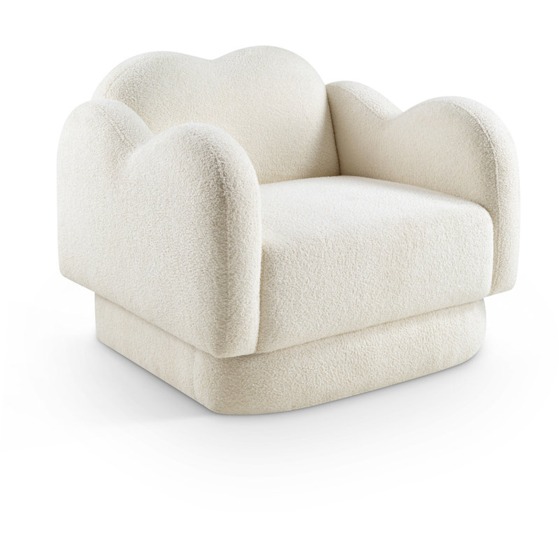Chaise rembourrée Rainald, Tissu en peluche crème