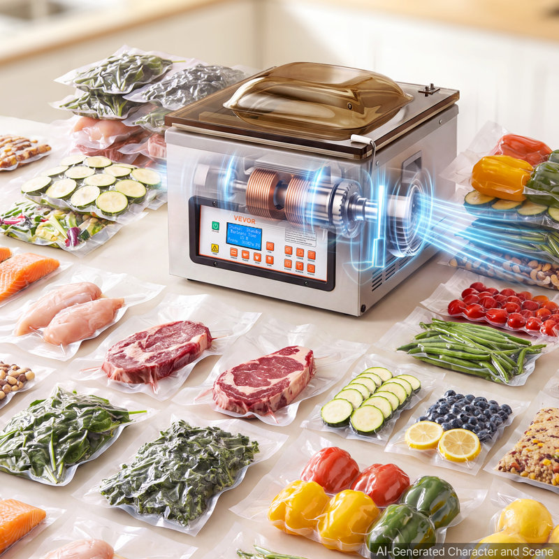 Chamber Vacuum Sealer 3.1 Gal Chamber 12" Seal Bar Packing Machine, for Home Kitchen Use, 370W Commercial-Grade Oil Pump, Food Packaging Machine for Meats, Marinades, Mason Jar Kit & Sous Vide