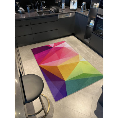 Multi-Colored Crystal-Textured Mixed Geometric Shape Patterned Creative Modern Decorative Rug