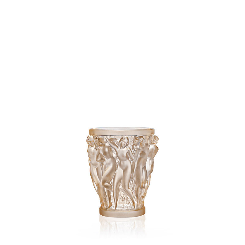 Bacchantes Handmade Crystal Table Vase, 5.75" H x 4.84" W x 4.84" D, Gold Luster