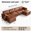 Canapé modulaire de 160 po, canapé rembourré en duvet, canapé en U de 6 places avec repose-pieds mobile, fauteuils modernes pour salon, appartement, bureau, petit espace-1008791844