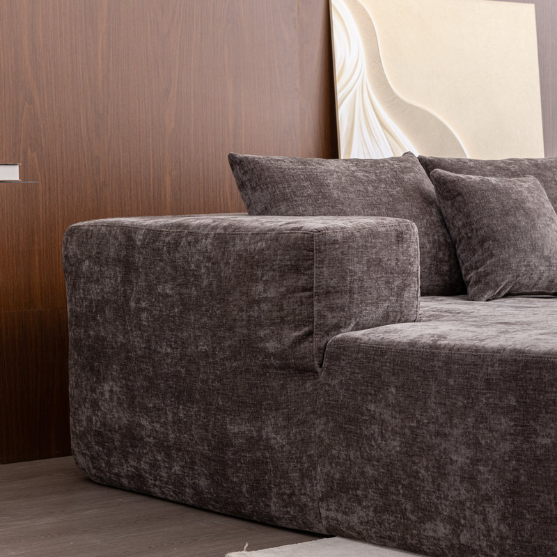 Canapé modulaire 2 pièces Lavia, Accoudoir à gauche (vu de face), Gris chenille
