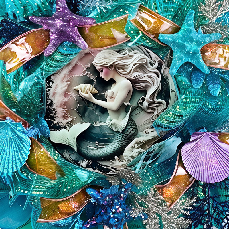 Couronne de sirène en faux vitrail