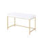 Bureau blanc élégant avec tiroirs de rangement et cadre en métal doré - cadre de travail ultrabrillant 2 doré-873839429