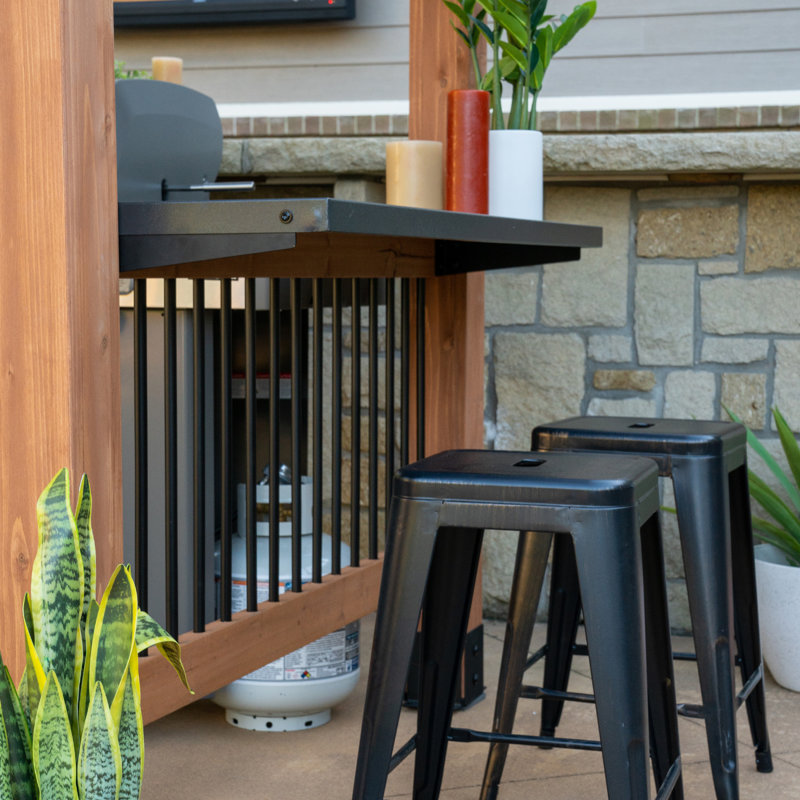 Saxony XL Cedar and Black Steel Grill Gazebo